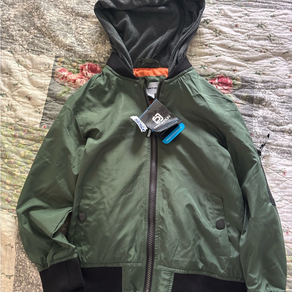 Boys G-Star Green and Black Jacket with Hood